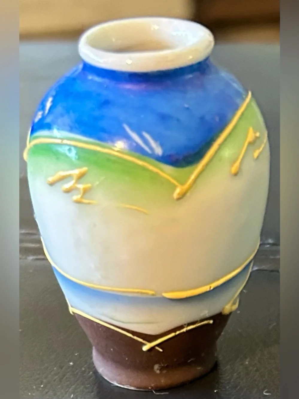 vintage 2-inch porcelain mini vase  Hand-Painted Multicolor